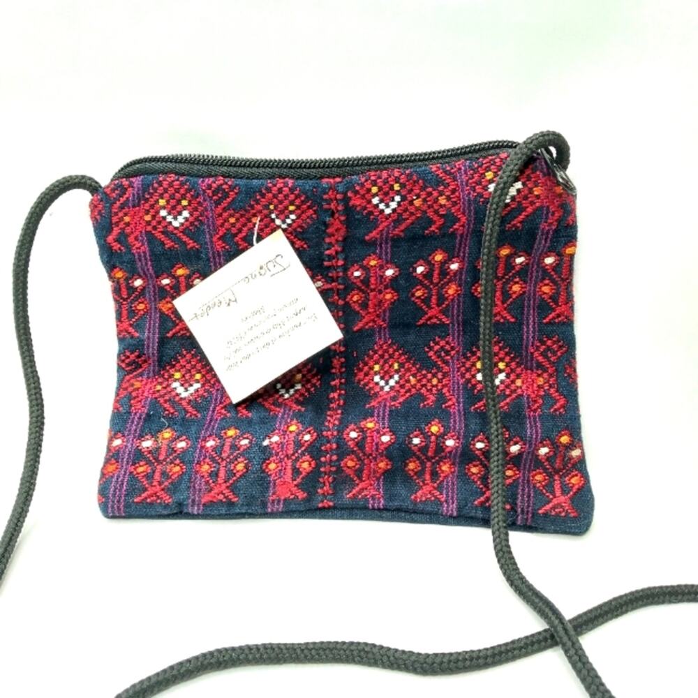 Manos Crucenas Handmade Purse Crossbody Bag Red Blue Mini